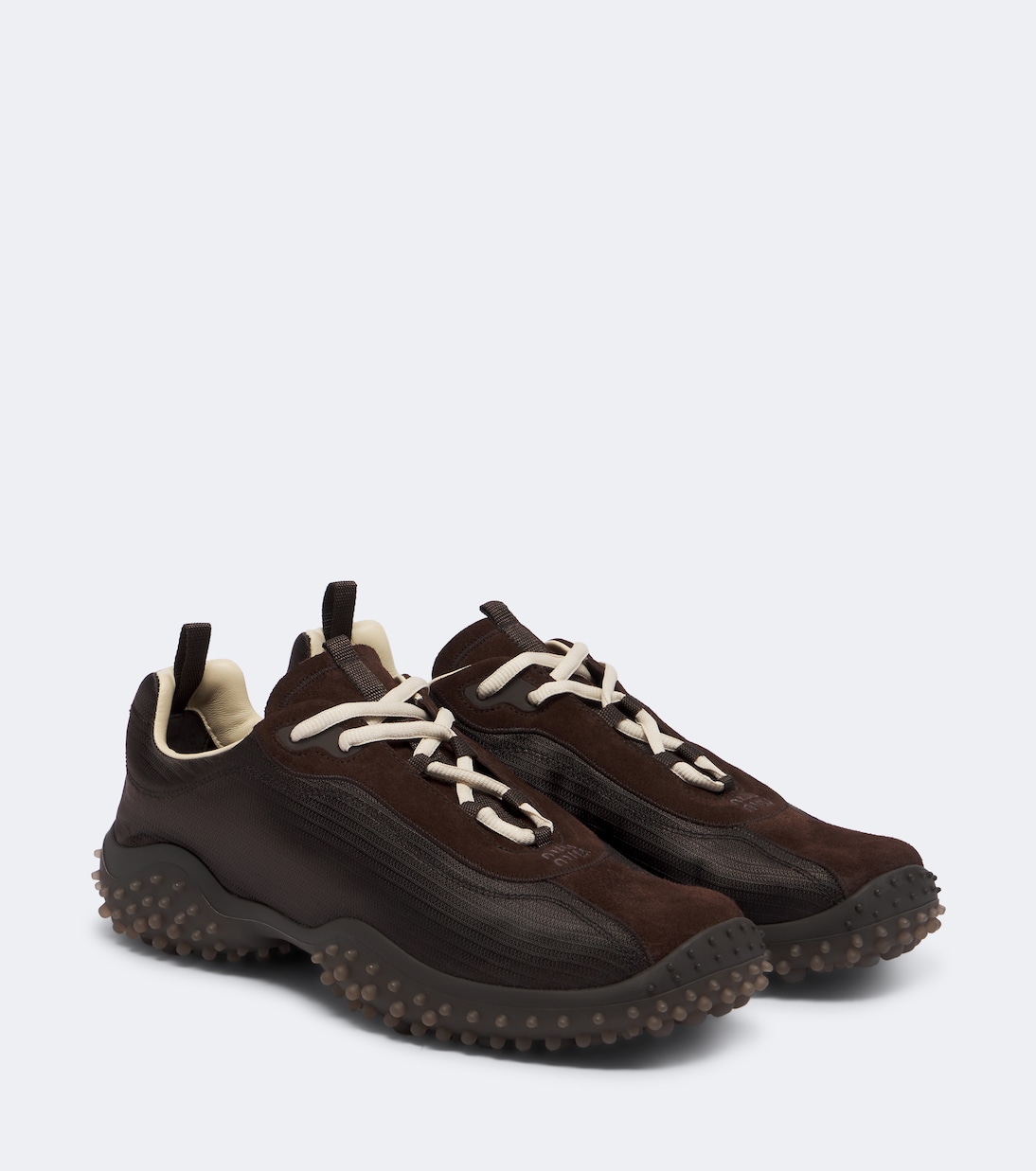 Bubble Suede-Trimmed Sneakers in Brown - Miu Miu