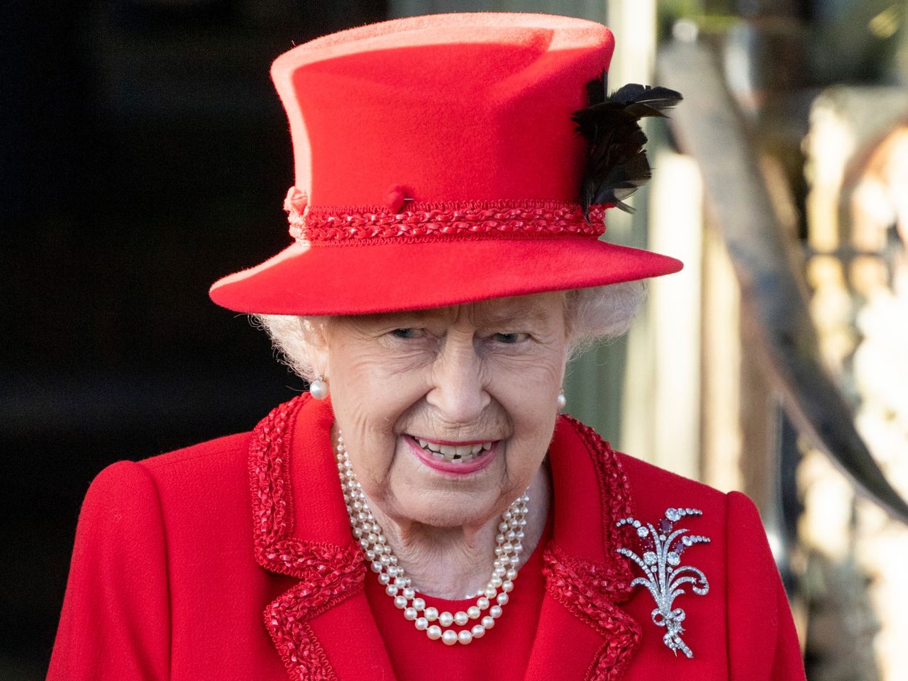 Queen Elizabeth II leaves after the Royal Family&#039;s traditional Christmas Day service at St Mary Magdalene Church in Sandringham, Norfolk, eastern England, on December 25, 2019