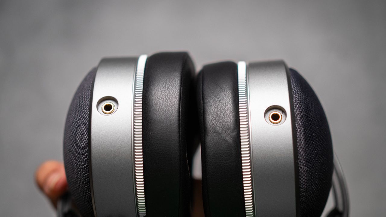 Audeze LCD-S20 planar headset against a grey craft sheet highlighting the product design