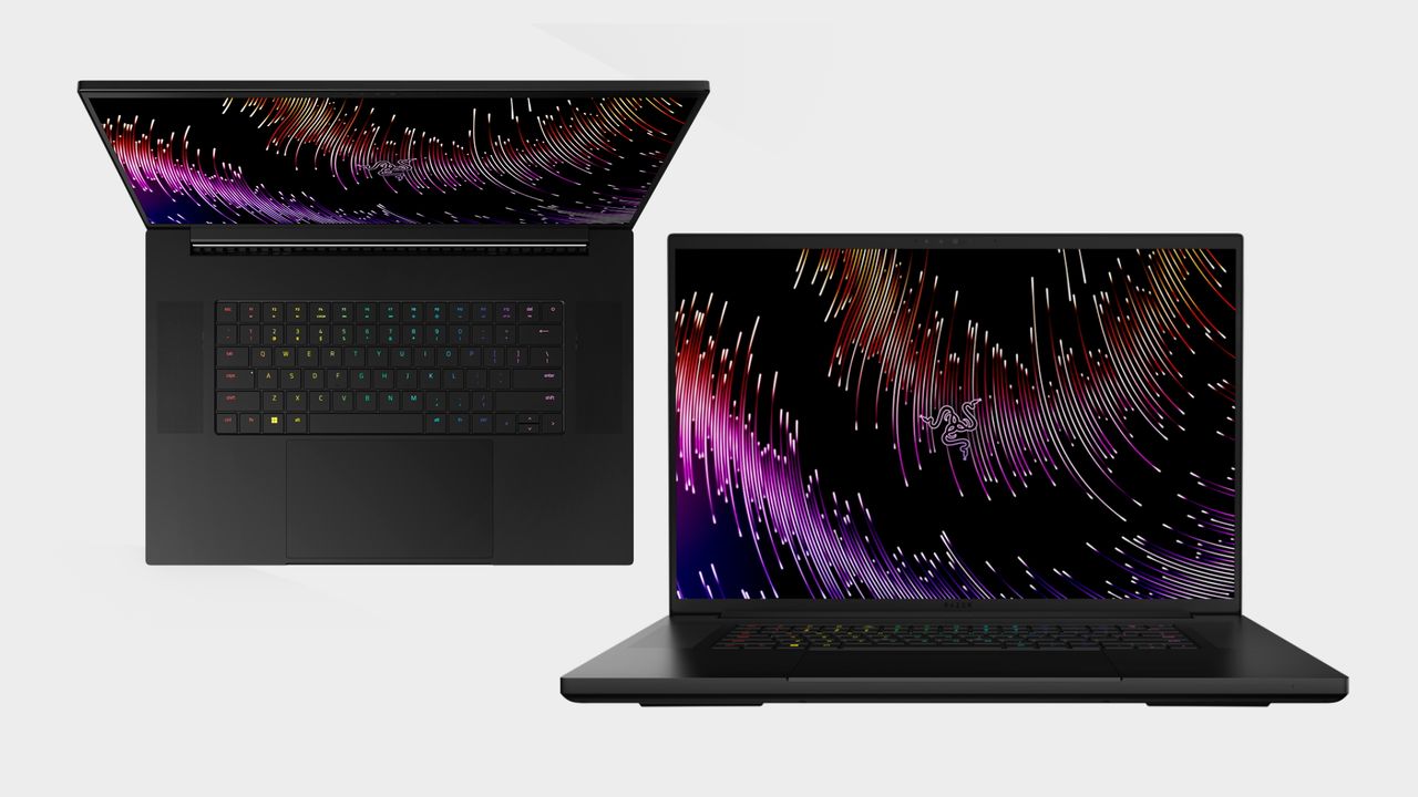 The Razer Blade 18 front and top view.