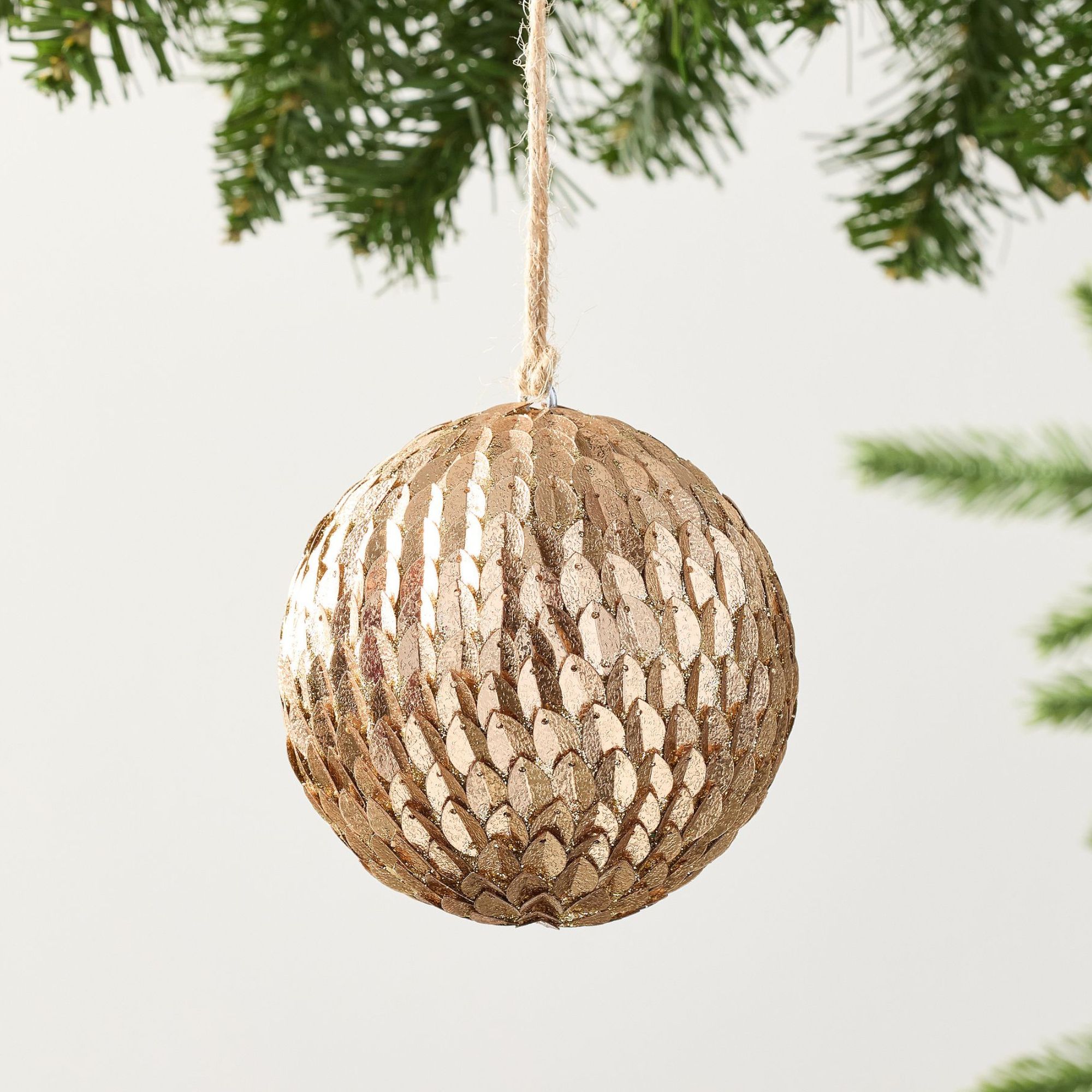 Antique Gold Sequin Ball Ornament