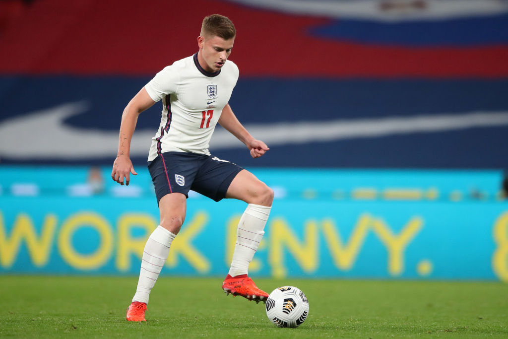 Harvey Barnes in action for England in October 2020
