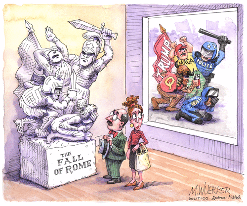 Political Cartoon U.S. fall of rome gop jan 6 capitol riot