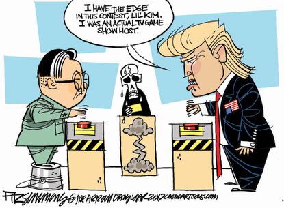 Political Cartoon U.S. North Korea Kim Jong Un Trump The Apprentice Game Show