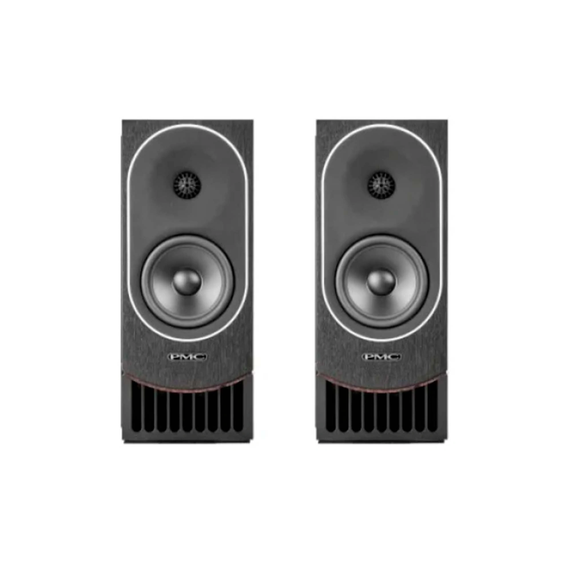 PMC Prophecy 1 bookshelf speakers in black on a white background