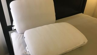 Two Casper Foam Pillows with Snow Technology on a bed