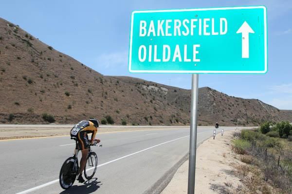 The stage 5 time trial took riders past oilfields that were first discovered in the 1800s and that still have some 9,000 producing pumps today.