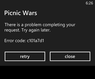 Picnic Wars update error