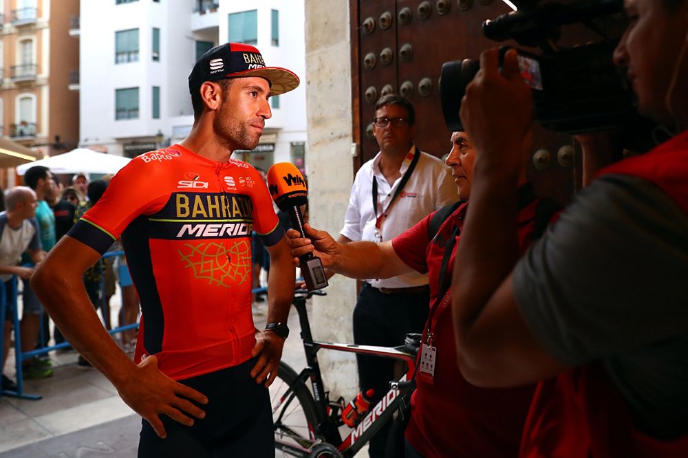 Vincenzo Nibai (Bahrain-Merida) at the Vuelta a Espa&ntilde;a team presentation