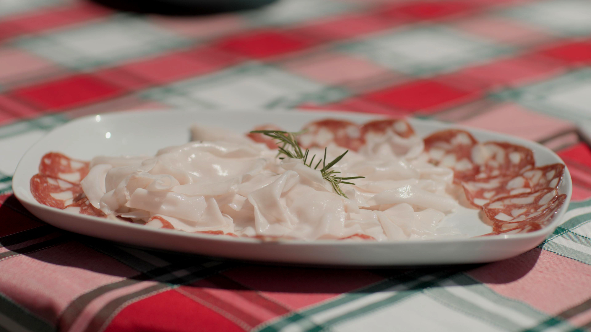 A plate of lard and salami