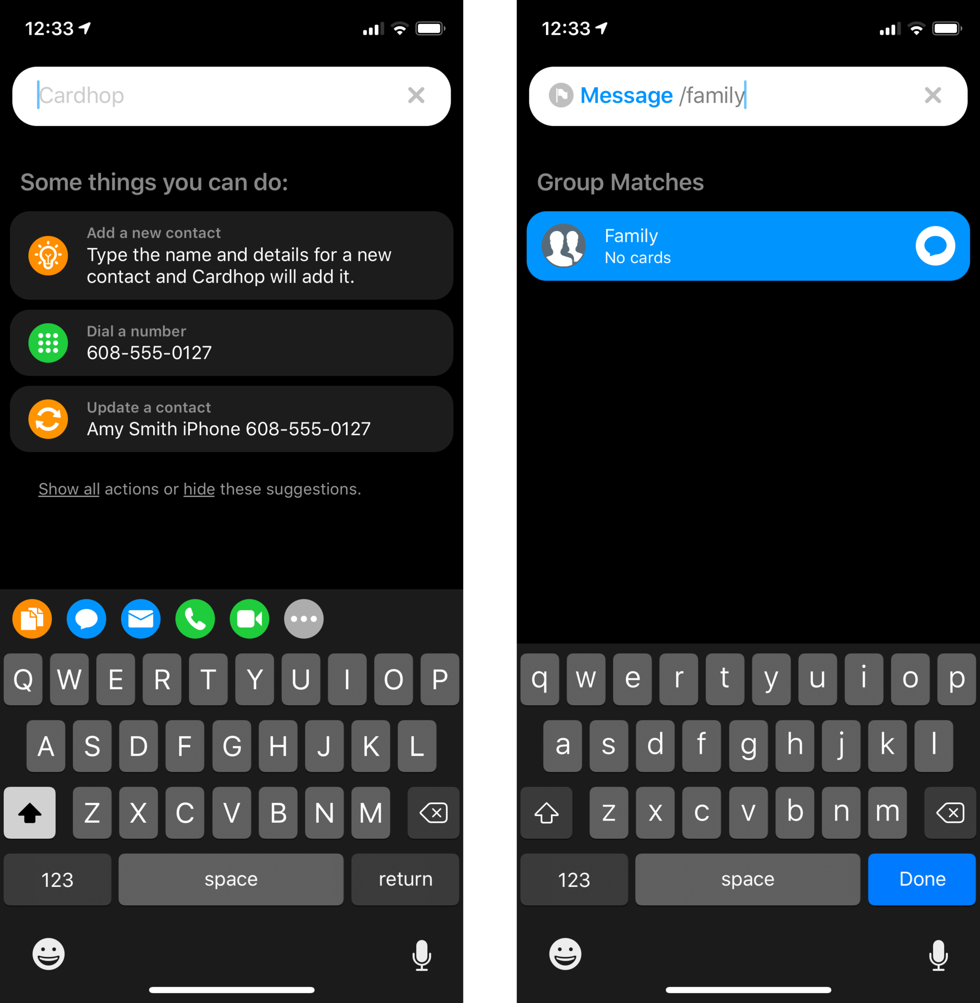Cardhop group parser