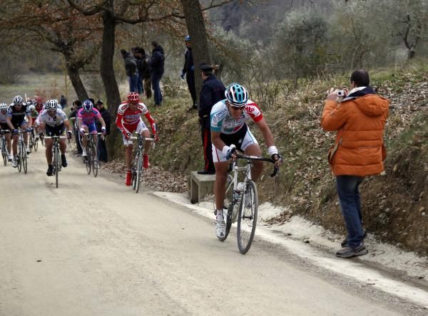 Philippe Gilbert (Omega Pharma-Lotto) puts in a dig.