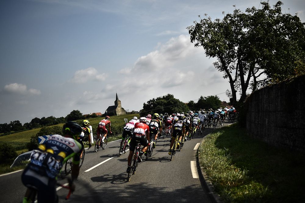 The peloton in action during stage 18 at the Tour de France