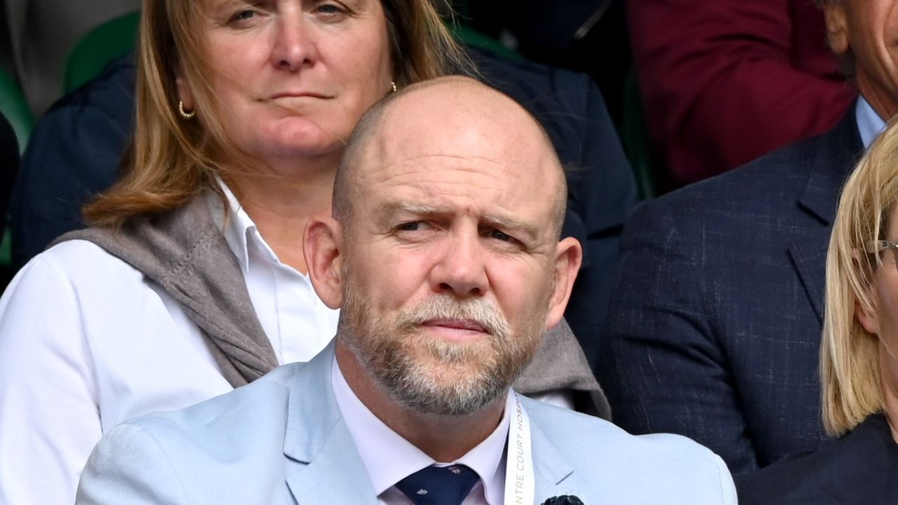 LONDON, ENGLAND - JULY 07: Mike Tindall and Zara Tindall attend Wimbledon Championships Tennis Tournament at All England Lawn Tennis and Croquet Club on July 07, 2021 in London, England. (Photo by Karwai Tang/WireImage/Getty)