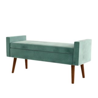 Mosier Upholstered Flip Top Storage Bench in Mint Green