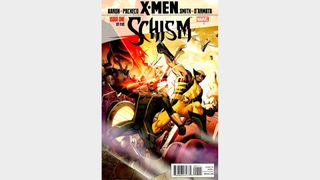 Cover art from X-Men: Schism featuring Wolverine and Cyclops.