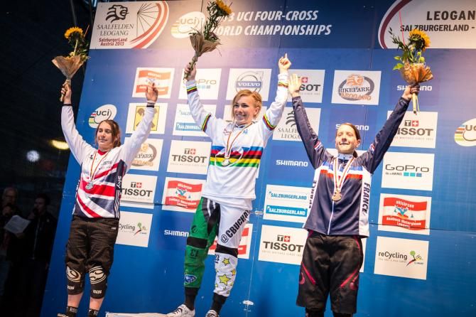 The elite women's four cross world championship podium was topped by Caroline Buchanan