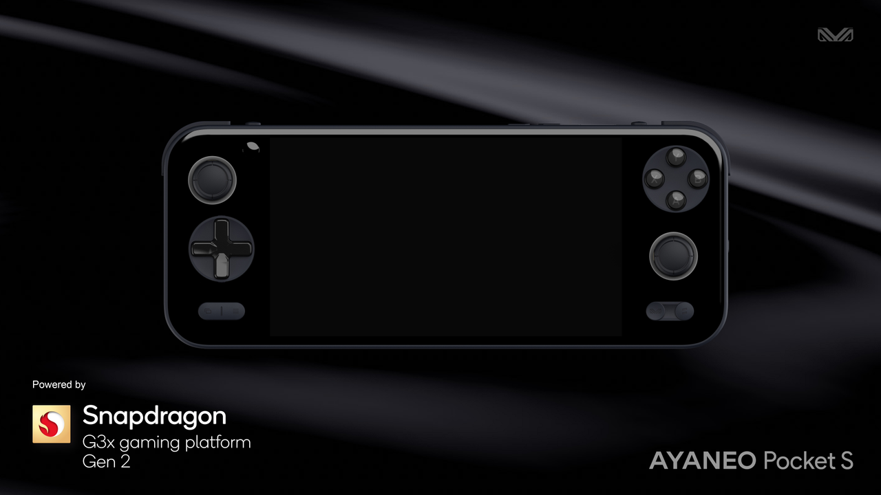 Front render of the black AYANEO Pocket S
