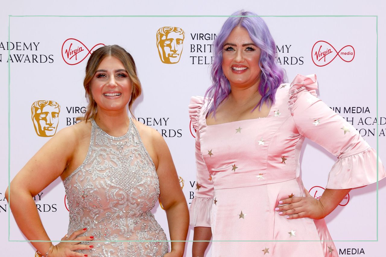 Gogglebox&#039;s Ellie Warner pregnant Ellie Warner and Izzie Warner smile as they attend the Virgin Media British Academy Television Awards 2021 at Television Centre on June 06, 2021 in London, England. 