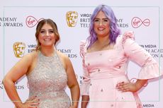 Gogglebox's Ellie Warner pregnant Ellie Warner and Izzie Warner smile as they attend the Virgin Media British Academy Television Awards 2021 at Television Centre on June 06, 2021 in London, England. 