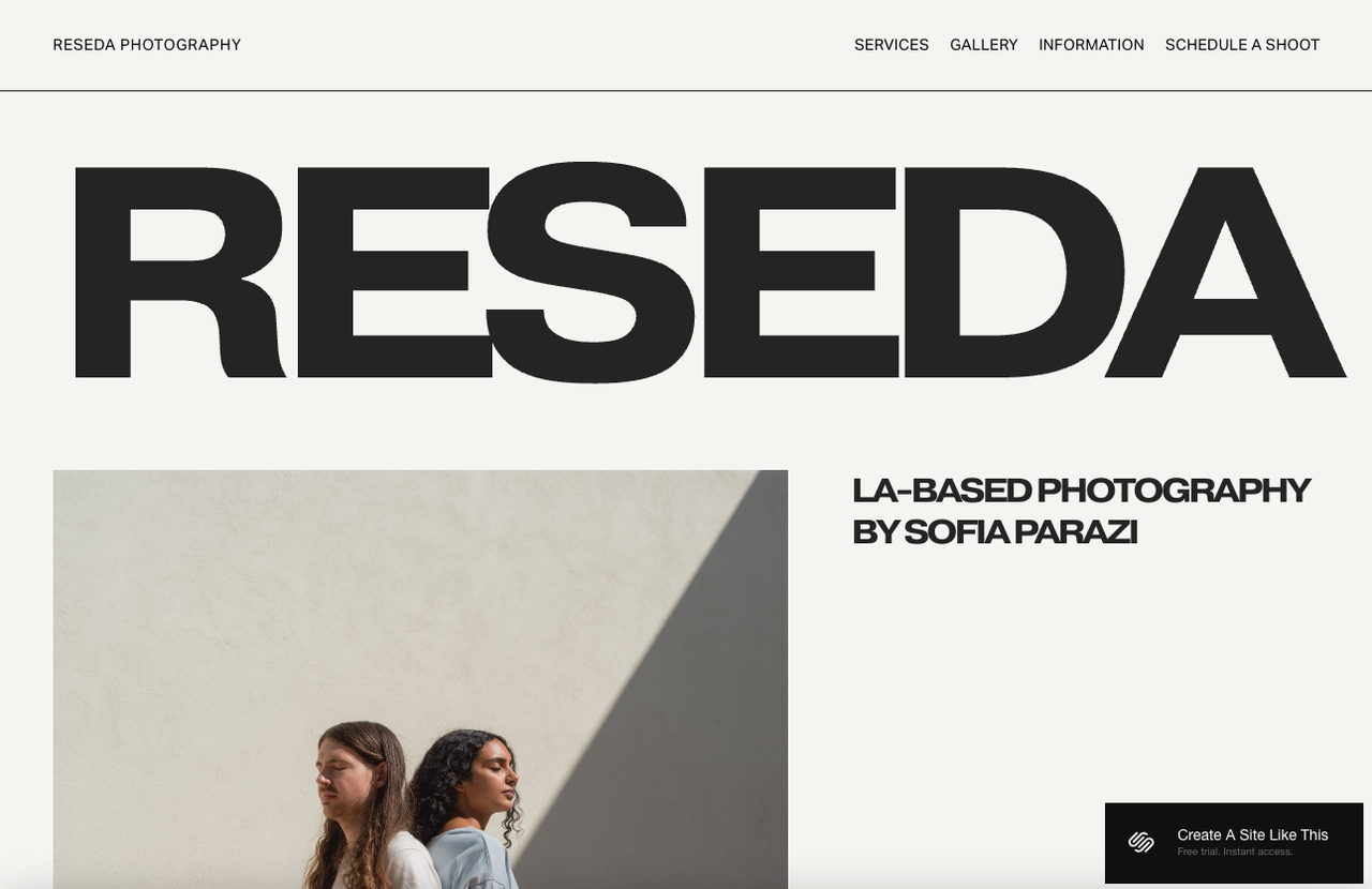 screenshot of Squarespace template