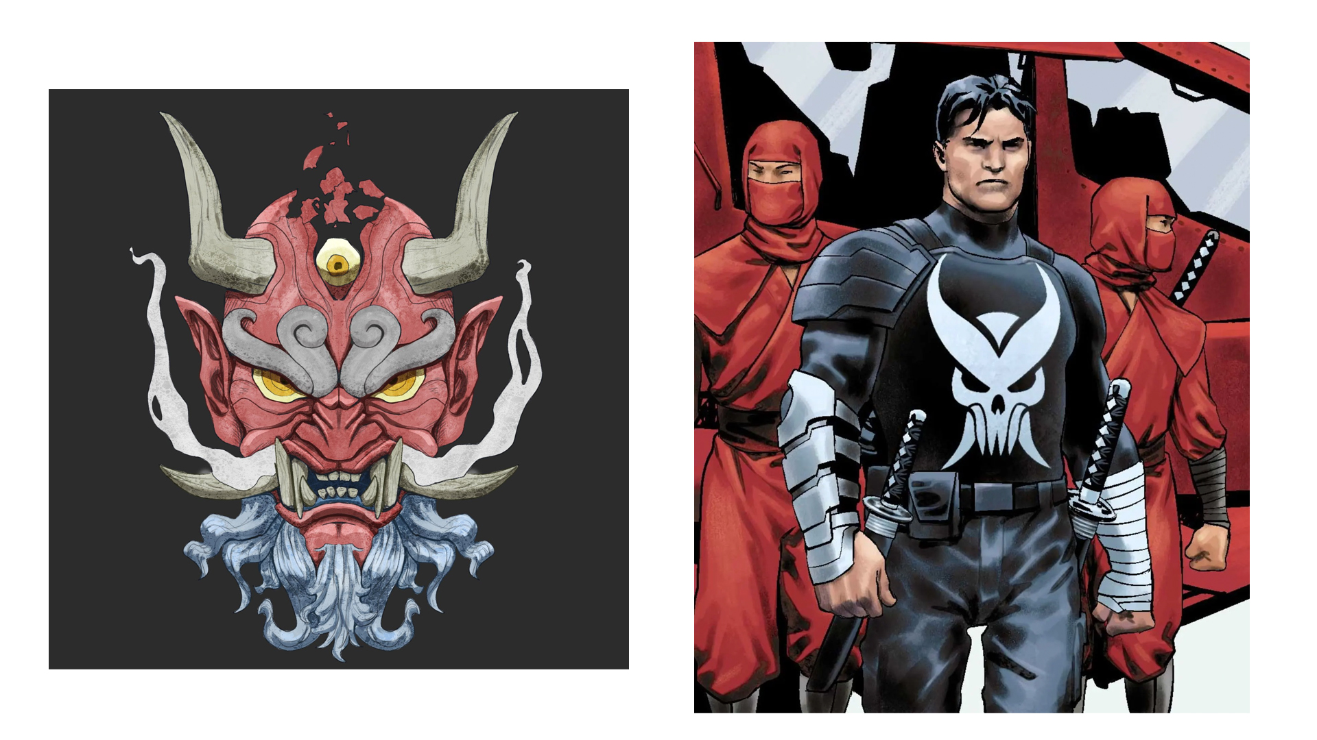 Oni ir naujojo Punisher logotipo palyginimas