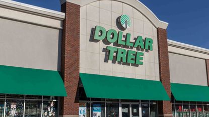 Exterior shot of the front of a Dollar Tree store