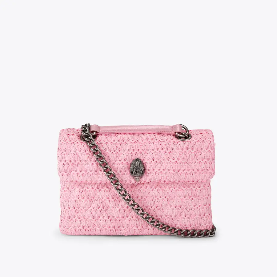 Kurt Geiger, Mini Raffia Kensington Bag in Peach