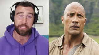 Kelce on his podcast "New Heights," The Rock getting into game mode in "Jumanji: Welcome to the Jungle."