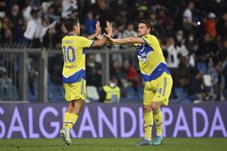Paulo Dybala (left) drew Juventus level as they went on to win at Sassuolo.