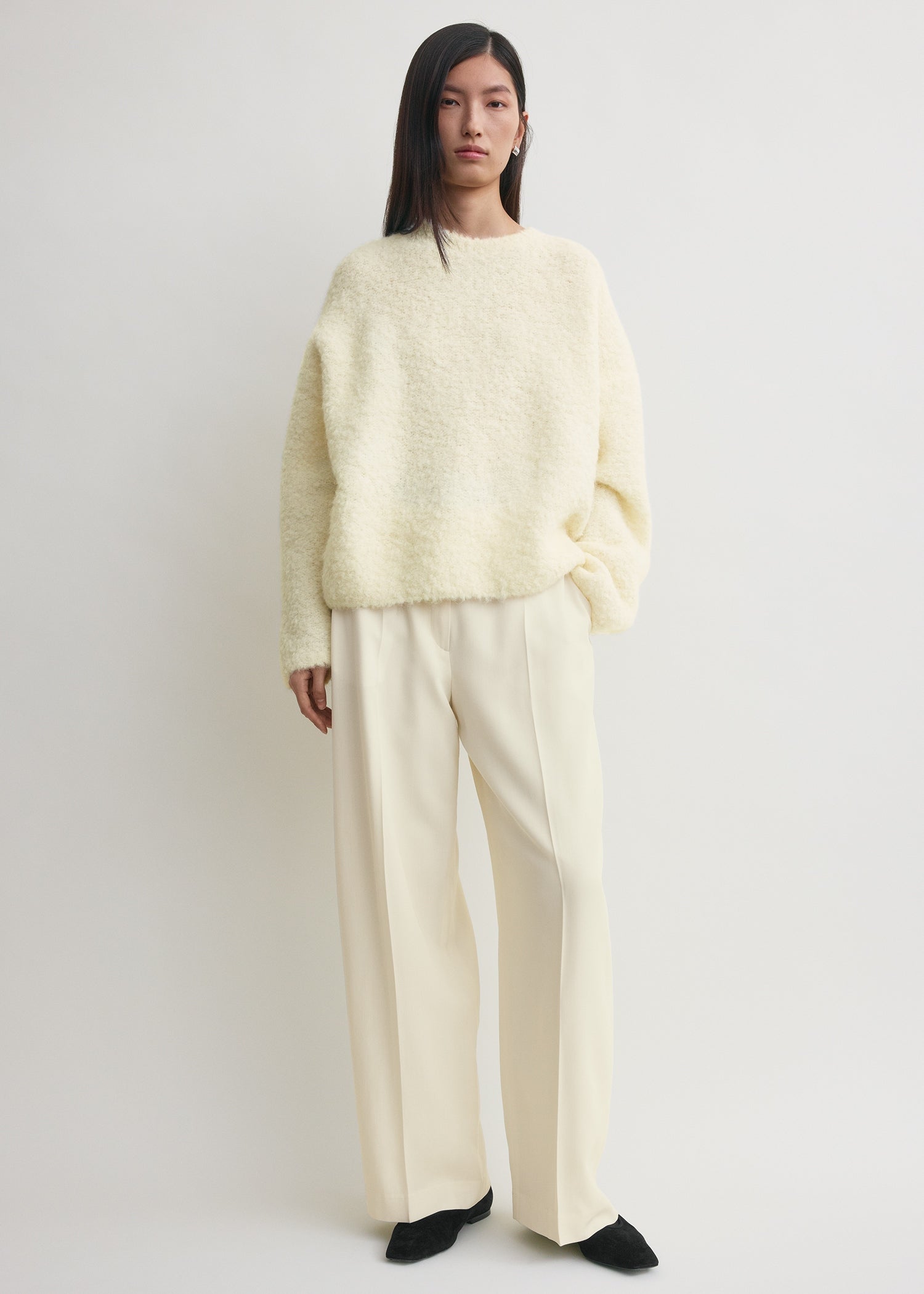 Boxy Boucl&amp;eacute; Knit Milk