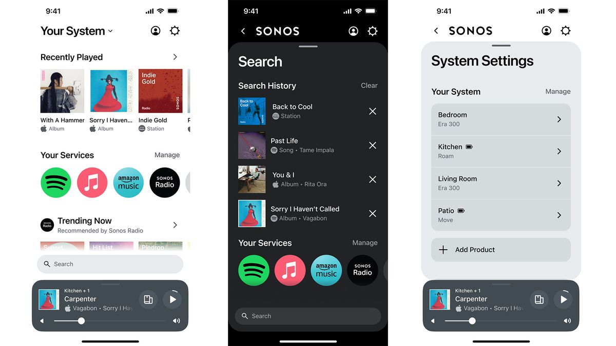 Sonos app screenshots