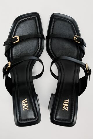 Zara Block Heel Leather Sandals