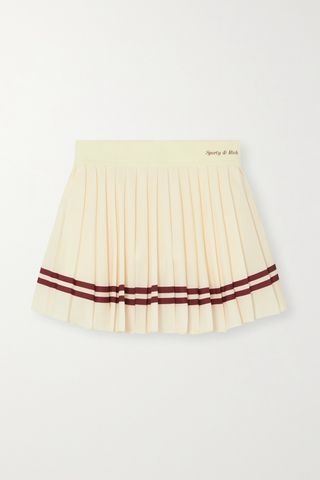 Striped Pleated Stretch-Jersey Mini Skirt