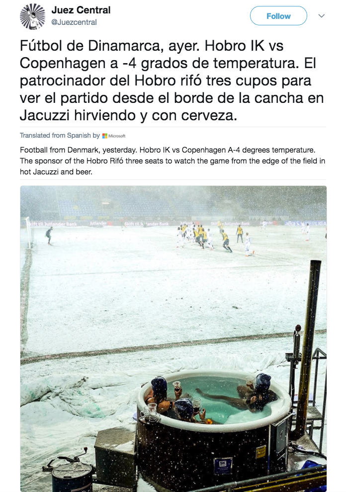 Danish side raffles pitchside jacuzzi seats (and they're amazing ...