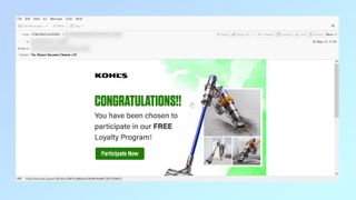 An example of phishing email impersonating Kohl's