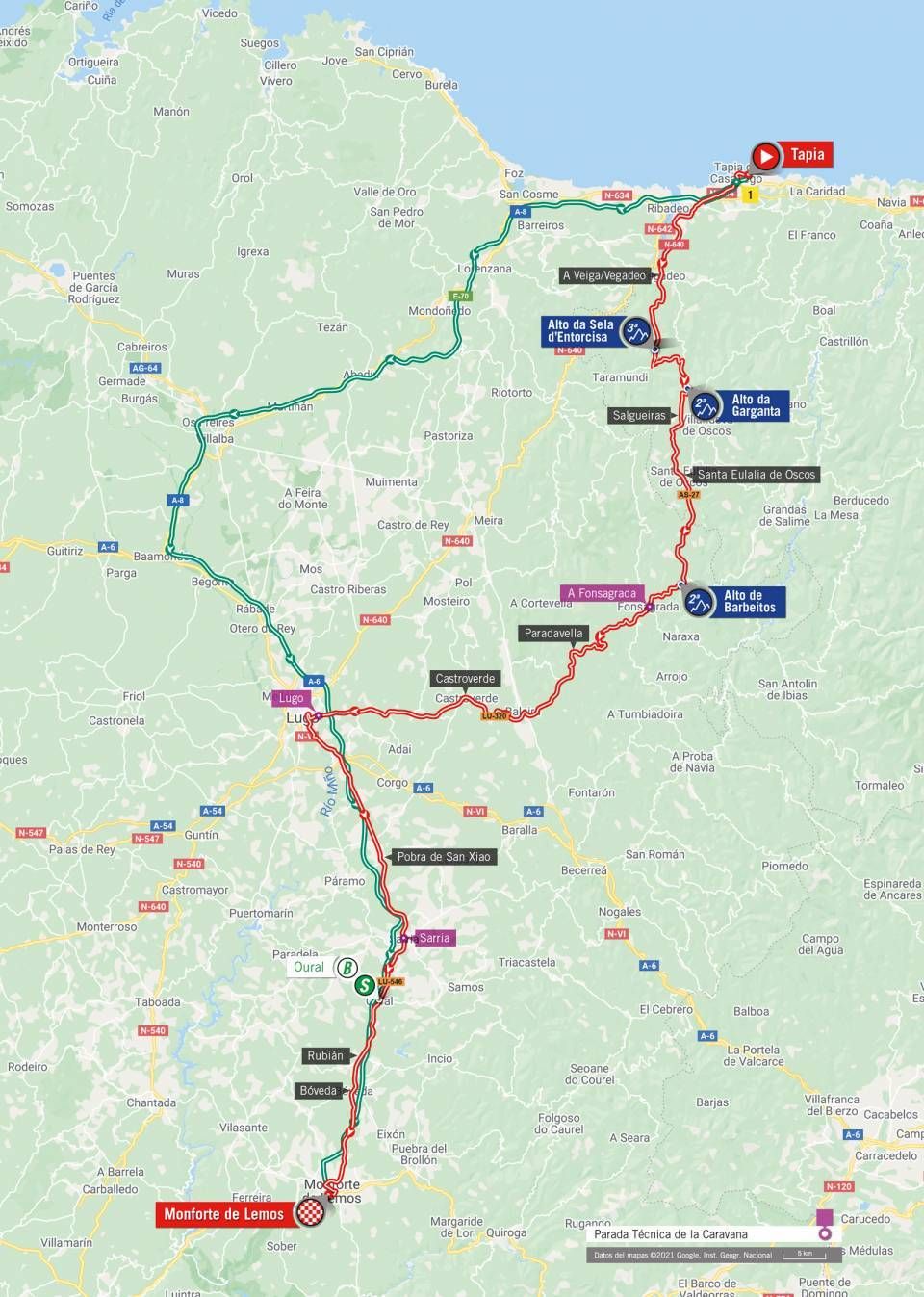 Map stage 19 of 2021 Vuelta a Espa&ntilde;a