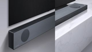A product shot of the new LG sound bar range