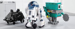 R2-D2 and two other droids made with Lego Boost