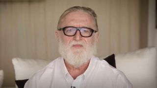 Gabe Newell in a white shirt
