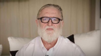 Gabe Newell in a white shirt