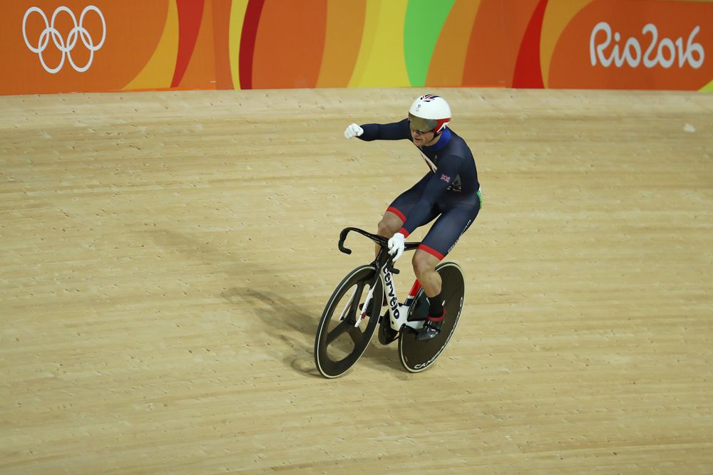 Jason Kenny (Great Britain) moves into the final of the keirin