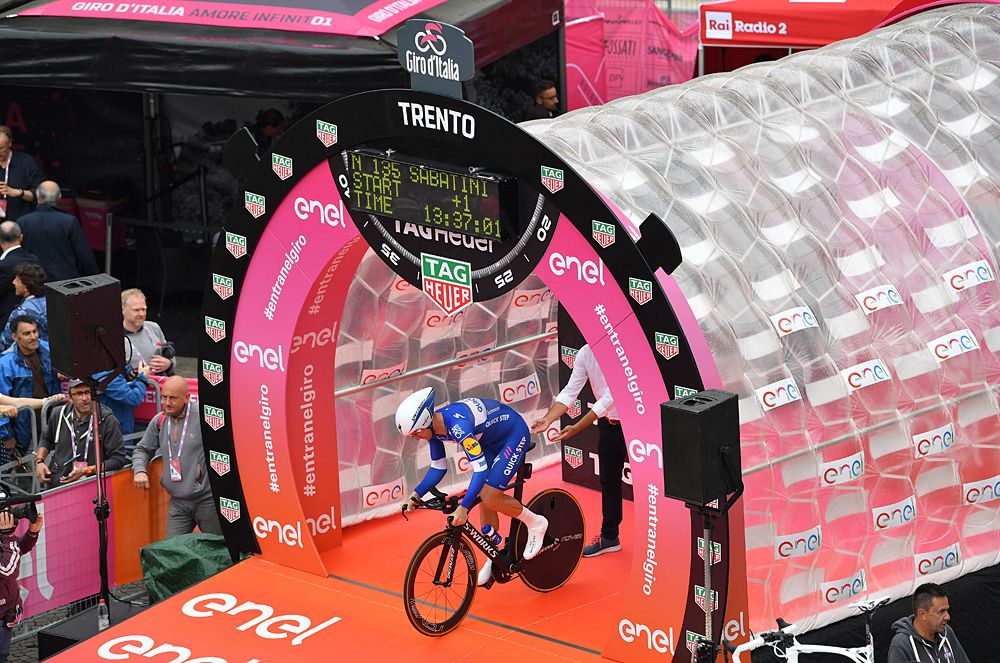 Start of stage 16 time trial in Trento at the Giro d'Italia