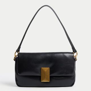 Faux Leather Puffy Baguette Bag