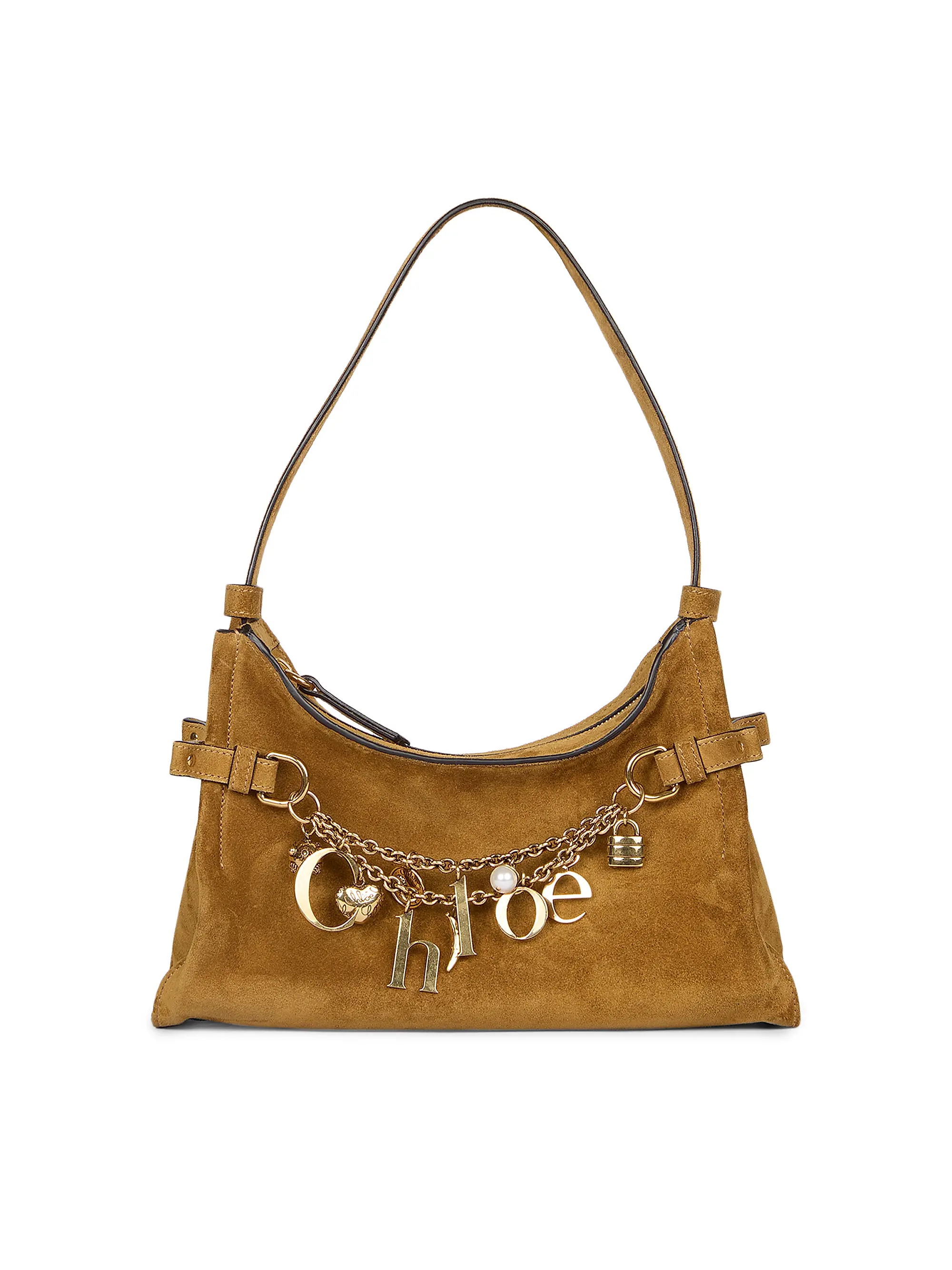Logo Suede Shoulder Bag