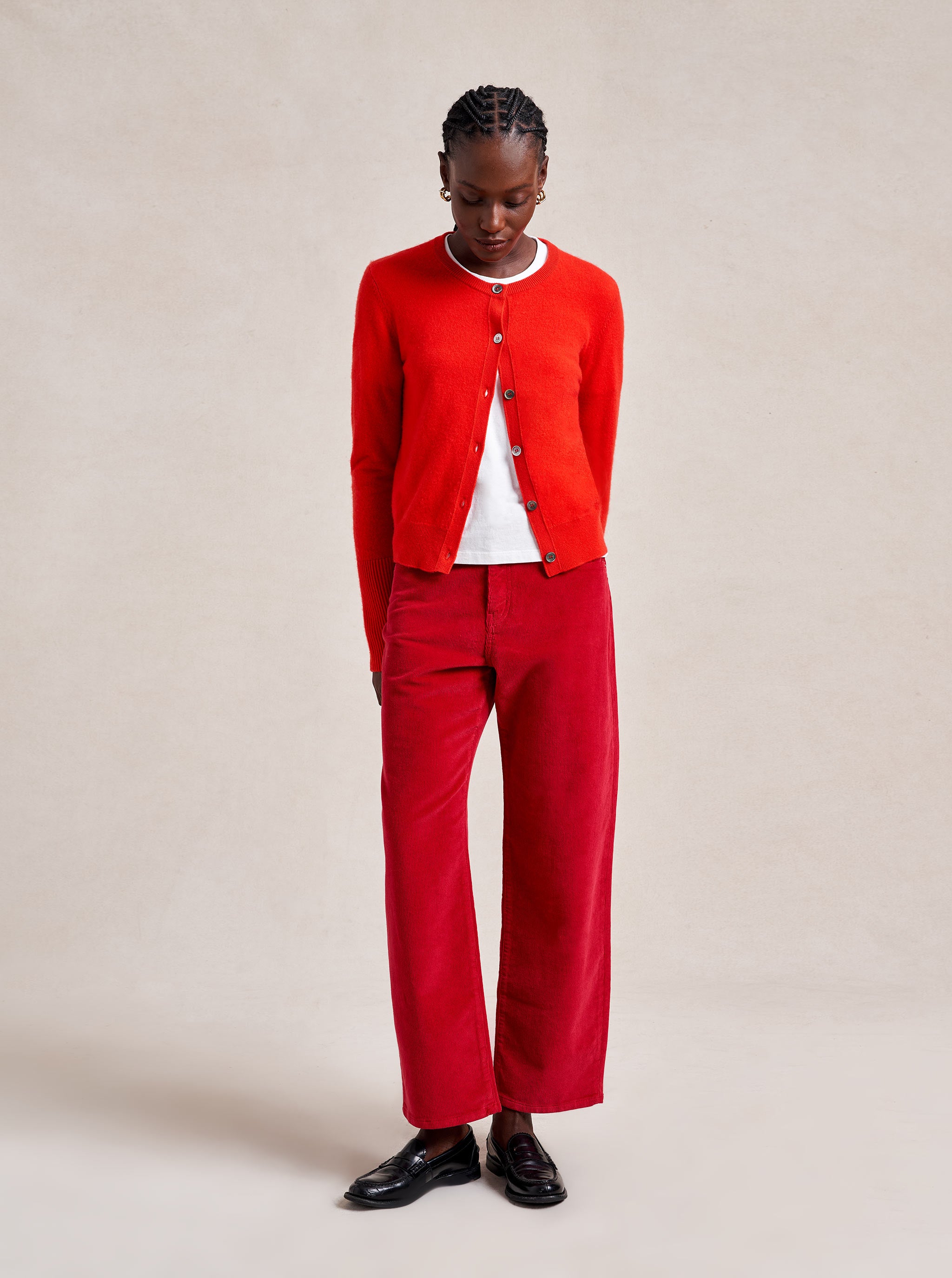 Solid Lean Lines Cardigan Xxs in Red