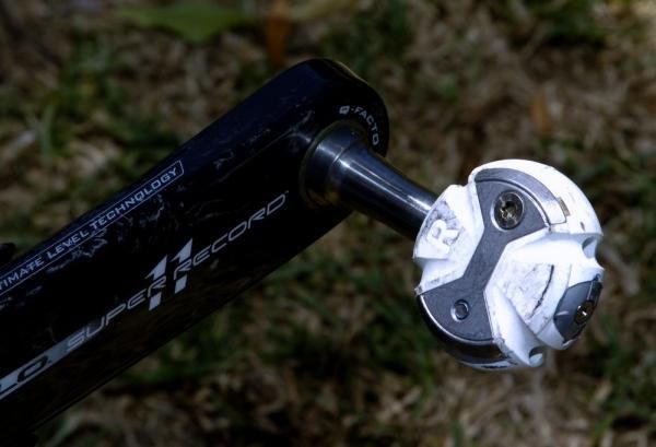 It's the tried and true Speedplay pedals for George Hincapie.