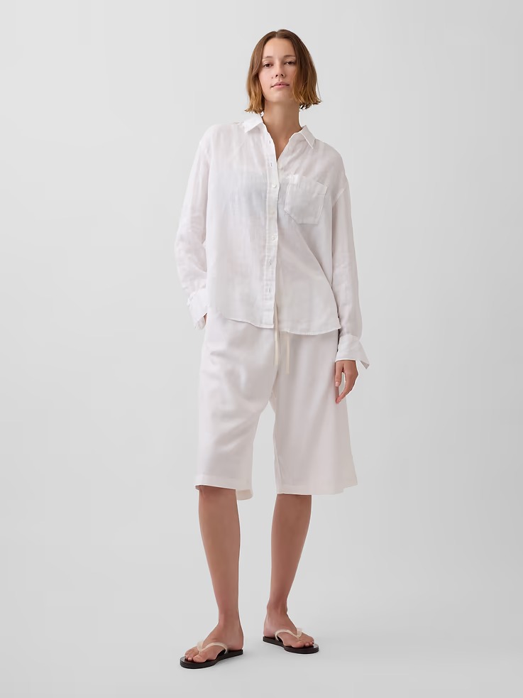 Gap, Linen-Blend Relaxed Easy Culotte Pants