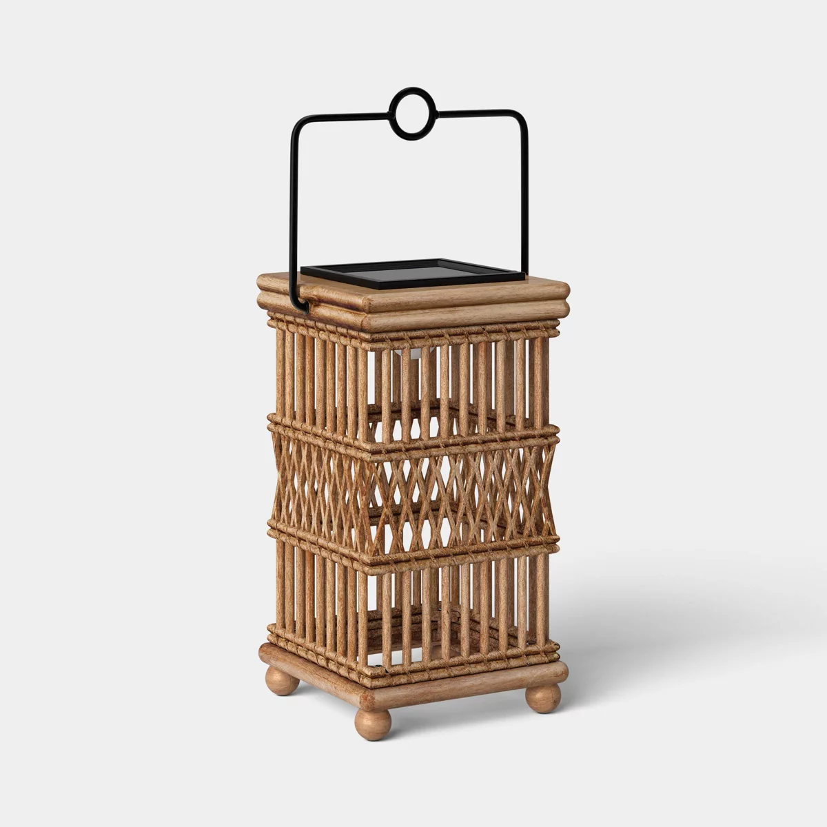 Open Weave Battery/solar Led Small Outdoor Lantern Beige - Threshold&amp;trade;