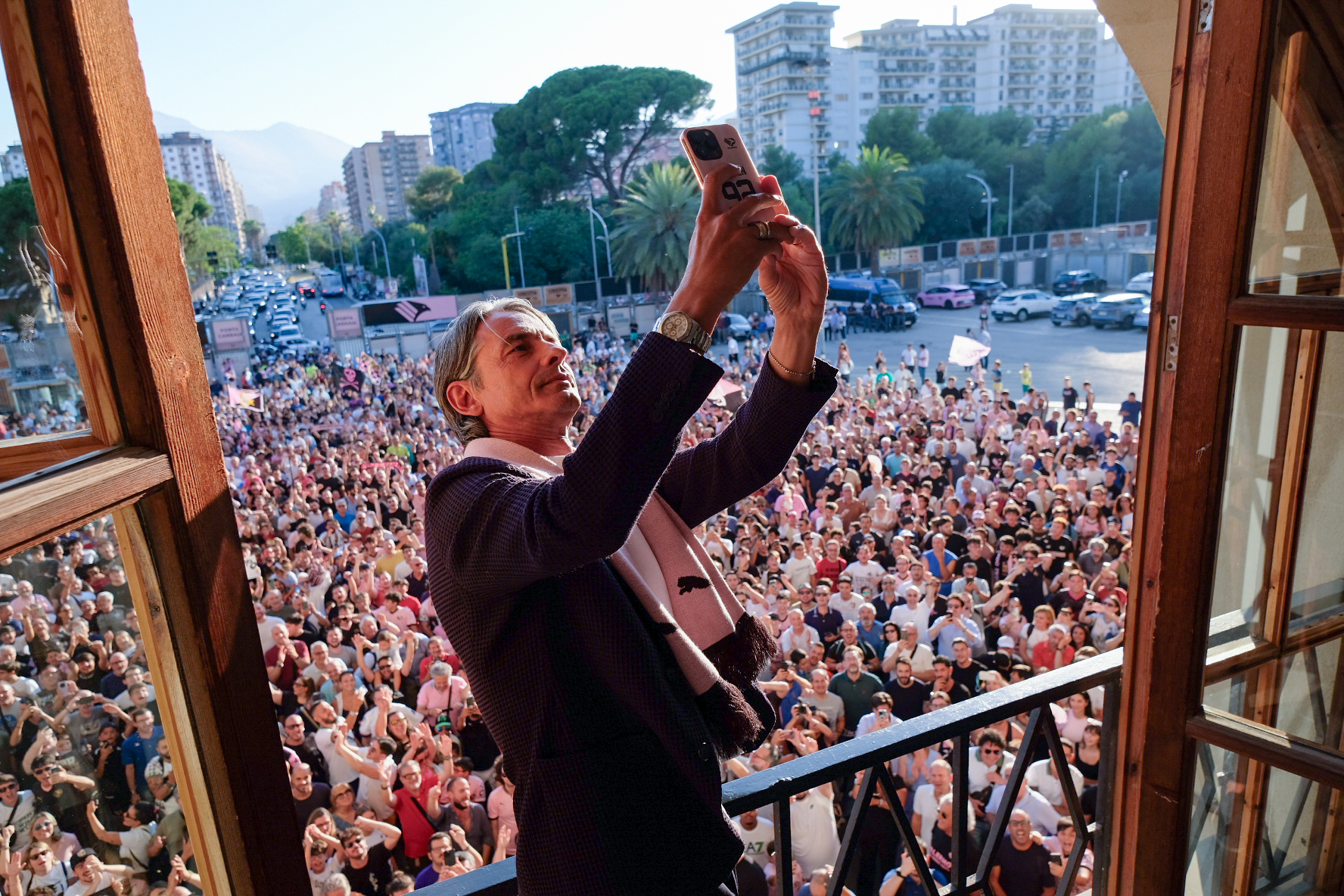 Filippo Inzaghi is presented to Palermo fans at Stadio Renzo Barbera